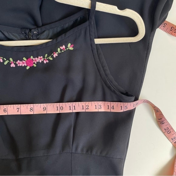 Jessica McClintock Gunne Sax y2k vintage little back dress mini short roses 4 - Picture 10 of 14